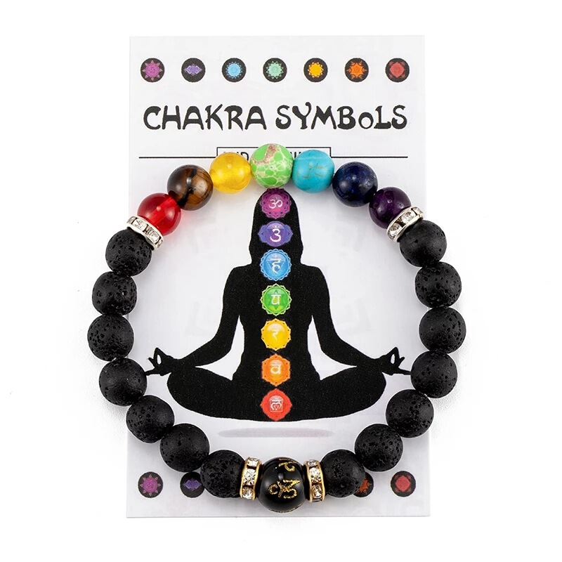 Colorful Men and Women Natural Stone Crystal Anxiety Relief Mandala Yoga Meditation Bracelet Bracelet