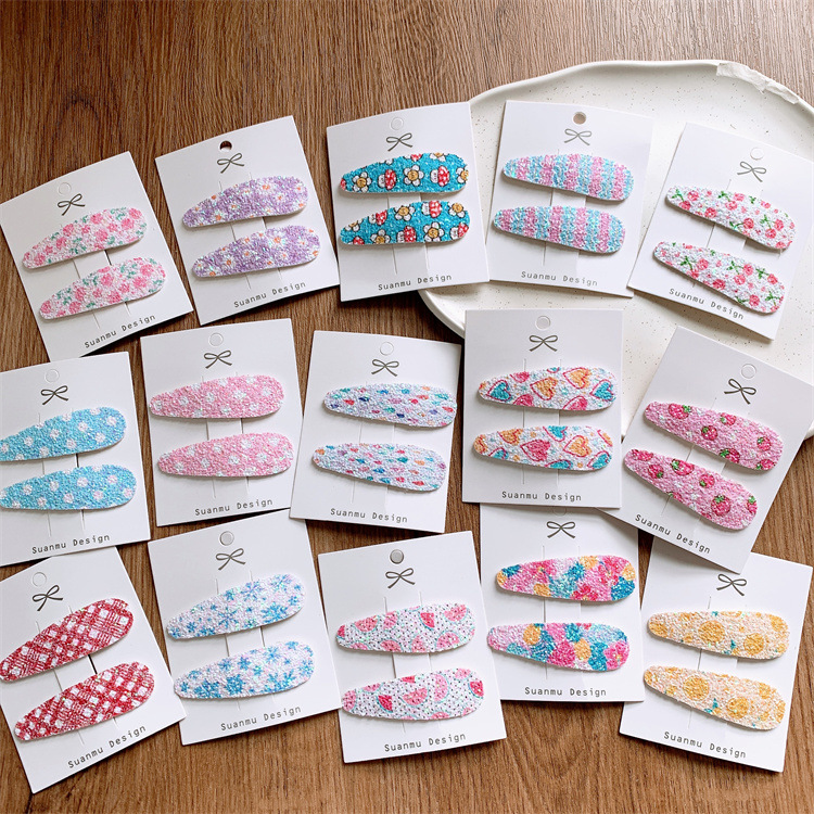 Children's bright color flowers fruits colored hair clip for girls side bangs clip messy hair BB clip at the back of the head, set of 2 hairpins