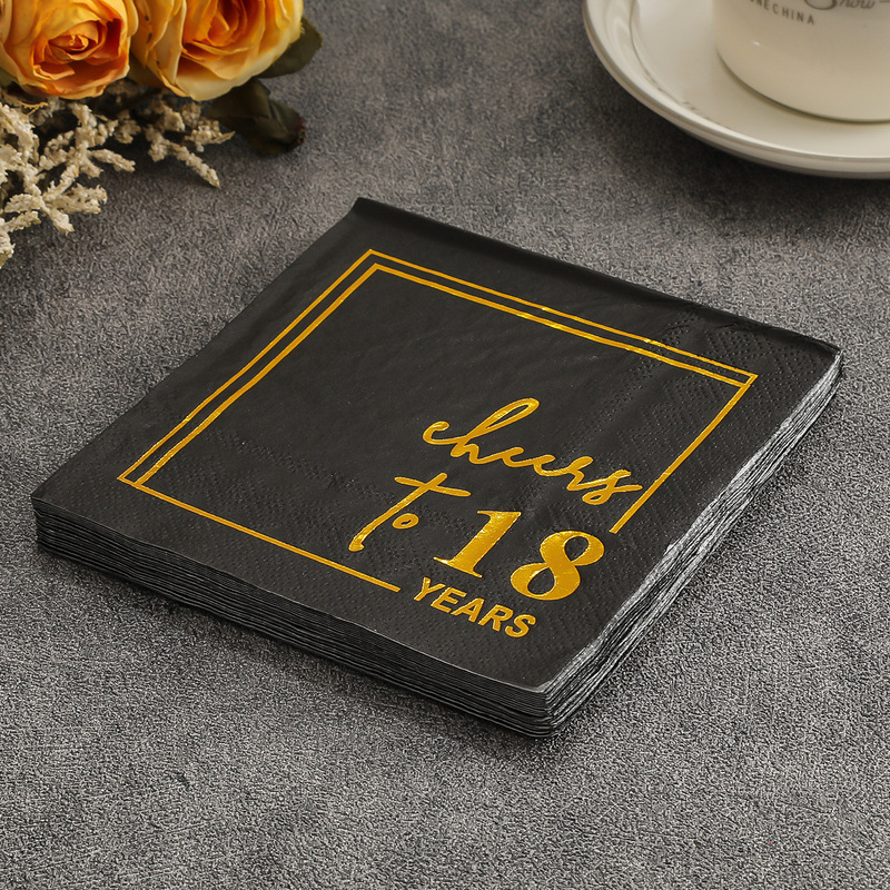 Hot Stamping Napkins, Birthday Special Square Napkins, Party Disposable Napkins, Wholesale High-End Napkins