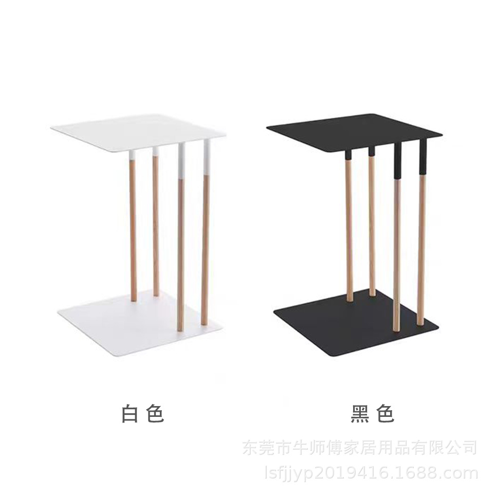 Mesa lateral móvil japonesa de hierro y madera combinada con una pequeña mesa de té, mesa móvil, tabla lateral de esquina giratoria.