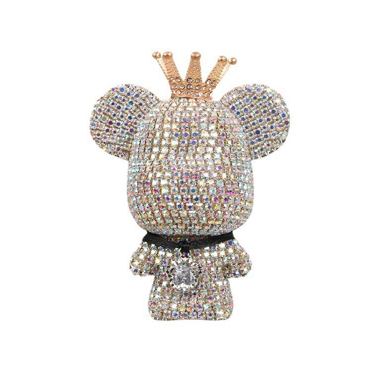Salida de aire de perfume de automóvil, decoración de automóvil, lindo adorno de oso con diamantes, aromaterapia de aire acondicionado de automóvil femenino, fragancia ligera duradera