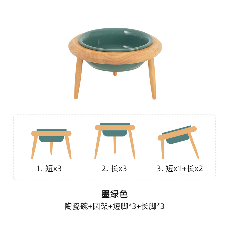 Platillo volante de cerámica gato tazón de protección de pie alto vértebra cervical gato tazón de comida gato perro gato cuenca bebedero mascota merienda tazón de cerámica