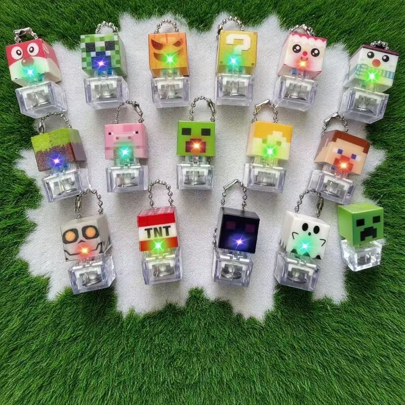 Minecraft-style stress-relief mechanical keyboard keycap with lighting, high-end 3D design, popular keychain Minecraft-style stress-relief mechanical keyboard keycap with lighting, high-end 3D design, popular keychain