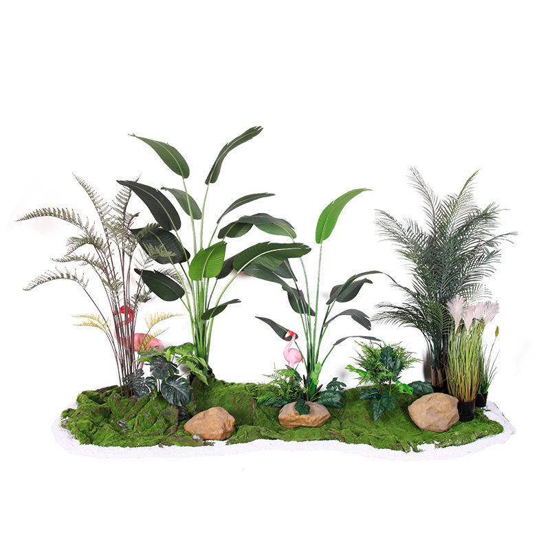 模擬植物、偽緑植物、鉢植え、トラベラーズバナナ、大型鉢植え、屋内リビングルーム、バイオニック床置き装飾、造園|undefined