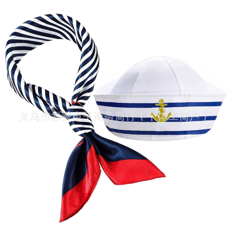 Role-Playing Sailor Hat Festival Party Costume Accessories Cosplay Captain Navy Hat Scarf Set Role-Playing Sailor Hat Festival Party Costume Accessories Cosplay Captain Navy Hat Scarf Set