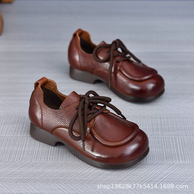 Longlin 2024 новые осенние литературные ретро-кожаные туфли ручной работы