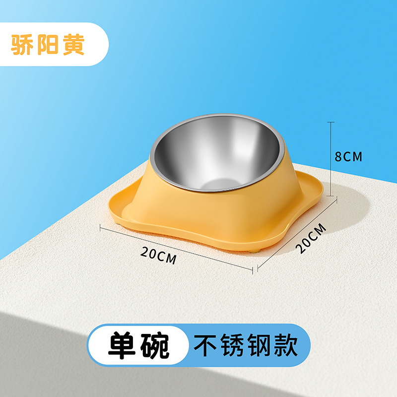 Cuenco para mascotas personalizado Cuenco doble de acero inoxidable para perros Cuello para gatos anti-volteo Tazón para perros de gran capacidad Tazón para perros al por mayor