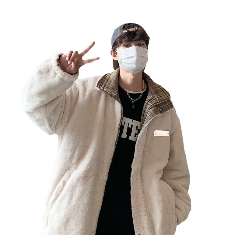 Chaqueta acolchada de algodón de doble cara retro estilo de Hong Kong para hombres y mujeres invierno estilo coreano chic estilo de Hong Kong ropa acolchada gruesa informal de moda