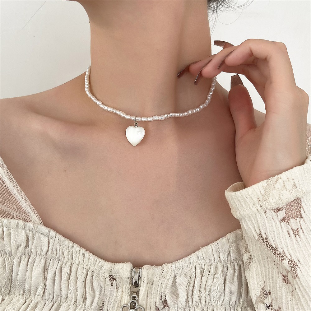 10g Weight Necklace Classification Elegant Heart Shape Imitation Pearl Women's Necklace