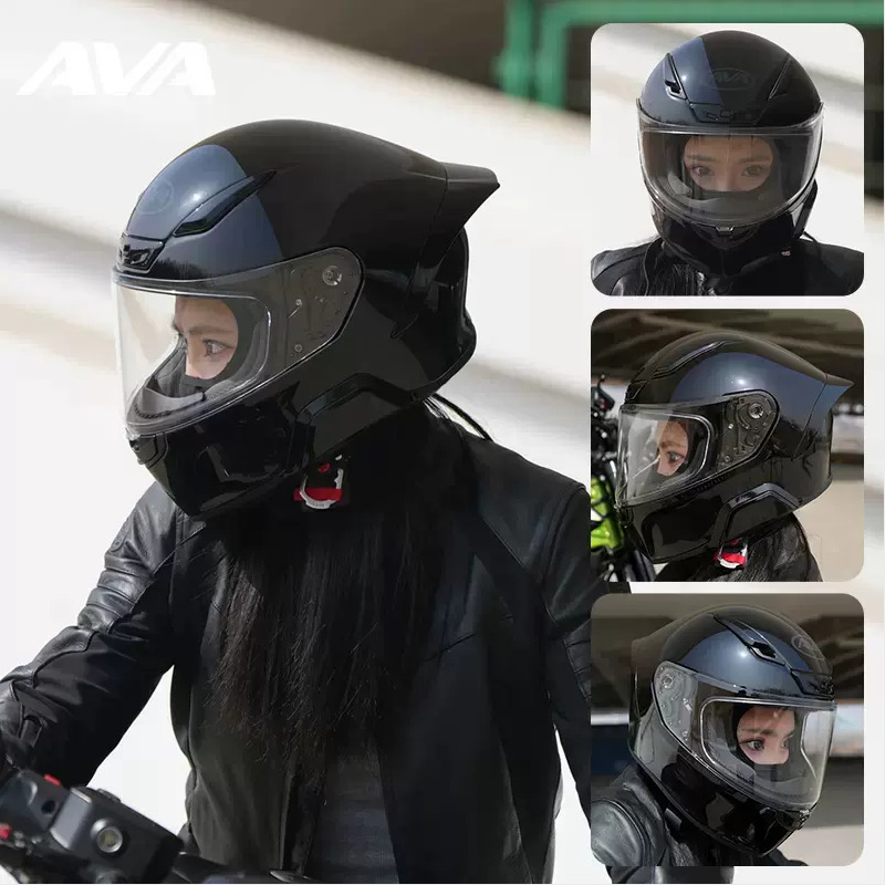 AVA casco rojo flecha motocicleta casco completo motocicleta femenina anti-carrera casco cola grande moda nacional pequeño casco cuerpo unisex