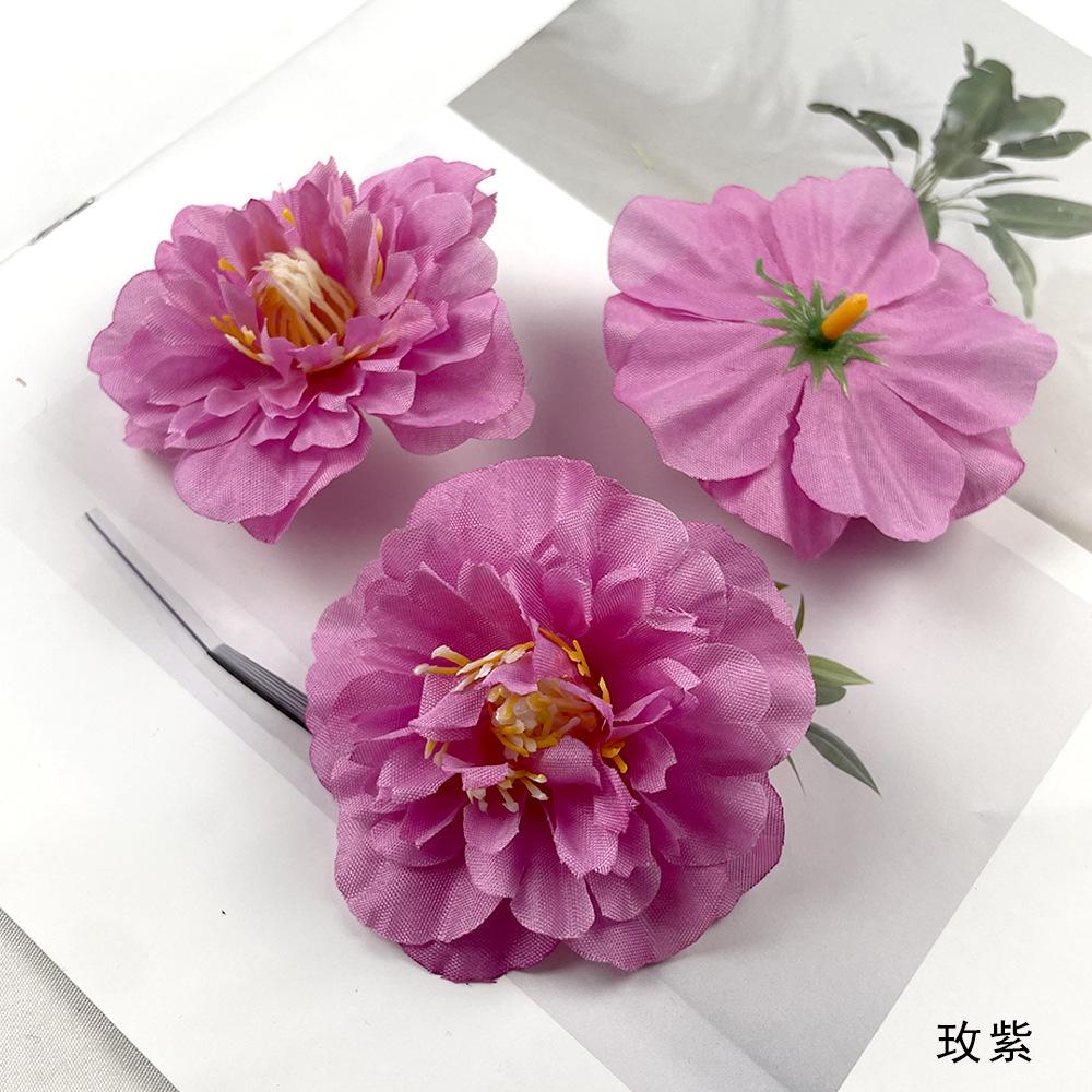 Hibiscus flores europeas DIY azalea falsa flores de flores de cabello accesorios de material de tocado de flores adornos de fotografía para el hogar
