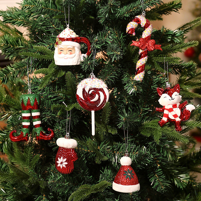 Cross-border Christmas decoration supplies Christmas tree pendants electroplated red pendants for the elderly party atmosphere decoration