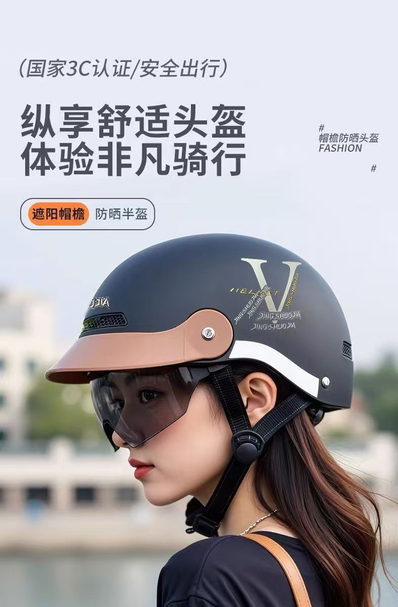 3C Certified Breathable Lightweight Motorcycle Helmet for Men and Women Summer Half Helmet Anti-Collision Breathable Half Helmet Hat