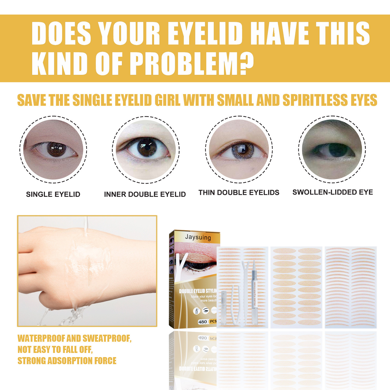 Jaysuing Setting Cream Non adhesive Double eyelid Natural Traceless Invisible Eye Beauty Patch_voghion.com