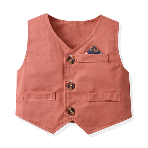 Korean style short-sleeved boys' shirt with suspenders and shorts suit  summer children's vest flower cardigan retro suit