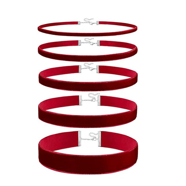 Cross-Border Velvet Choker Necklace Red Circle Chinoiserie Geometric Korean Velvet Velvet Necklace Velvet