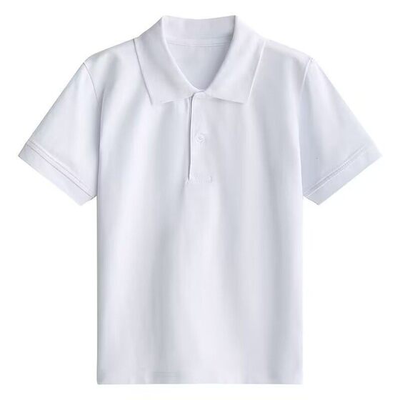 School uniform white ribbed collar flat knitting machine cuffs T-shirt POLO shirt lapel threaded cuffs