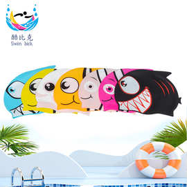 儿童泳帽厂家浮潜用品硅胶帽logo鲨鱼海豚卡通款防水游泳帽Child