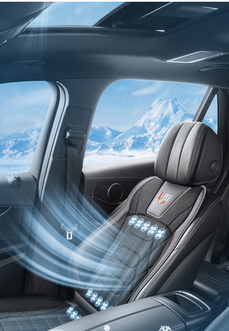 Car hair dryer massage cushion 12V car ice silk summer fan cool cushion car ventilation and air conditioning seat cushion cover