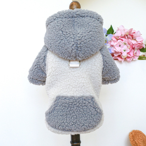 Pet clothes autumn and winter new warm plus velvet Korean style sweatshirt warm color cold-resistant lamb velvet traction sweatshirt
