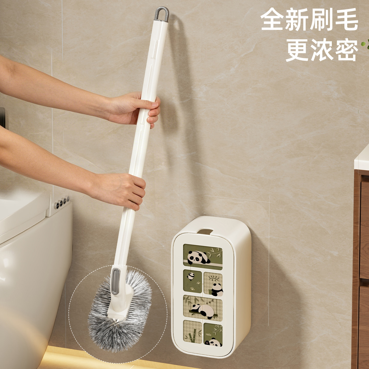 Cepillo para Inodoro Colgante con Base de Goma Suave de Mango Largo para Baño