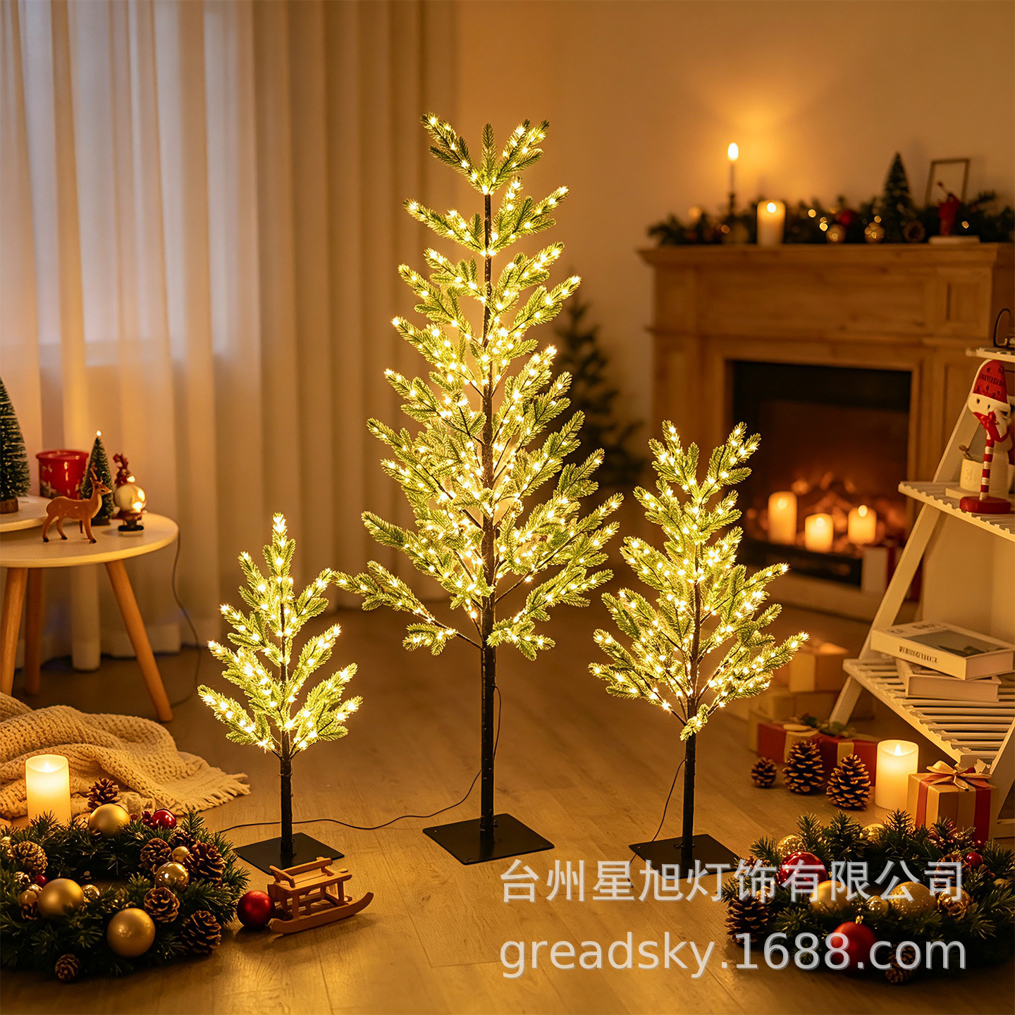 Simulación transfronteriza de pin luz árbol de Navidad diseño de alambre de cobre decoración de árbol de luz de alambre de cobre decoración de árbol de Navidad