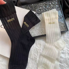 夏季薄款清涼芭蕾風襪子女中筒襪夏季韓版灰色多巴胺夏天長堆堆襪