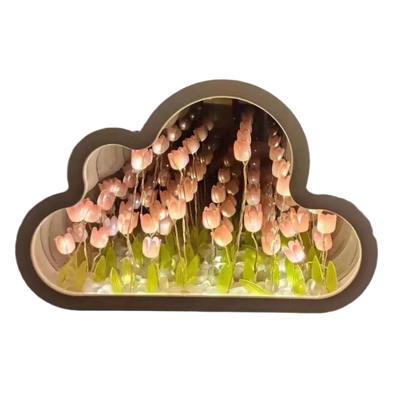 Nube Tulip espejo noche luz regalo para niñas vacaciones creativo escritorio decoración regalo dormitorio linterna