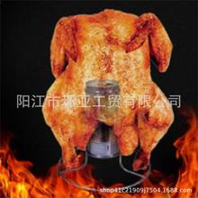 跨境亚马逊不锈钢烤鸡盘户外便携烧烤架多功能烤鸡架BBQ露营工具