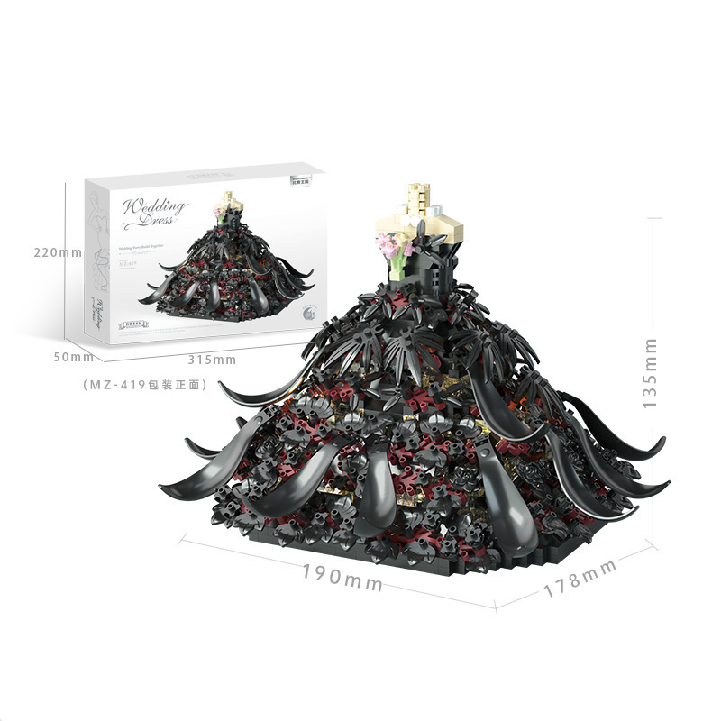 MZ - 419: Vestido de boda negro 1501 granulares (con luz)
