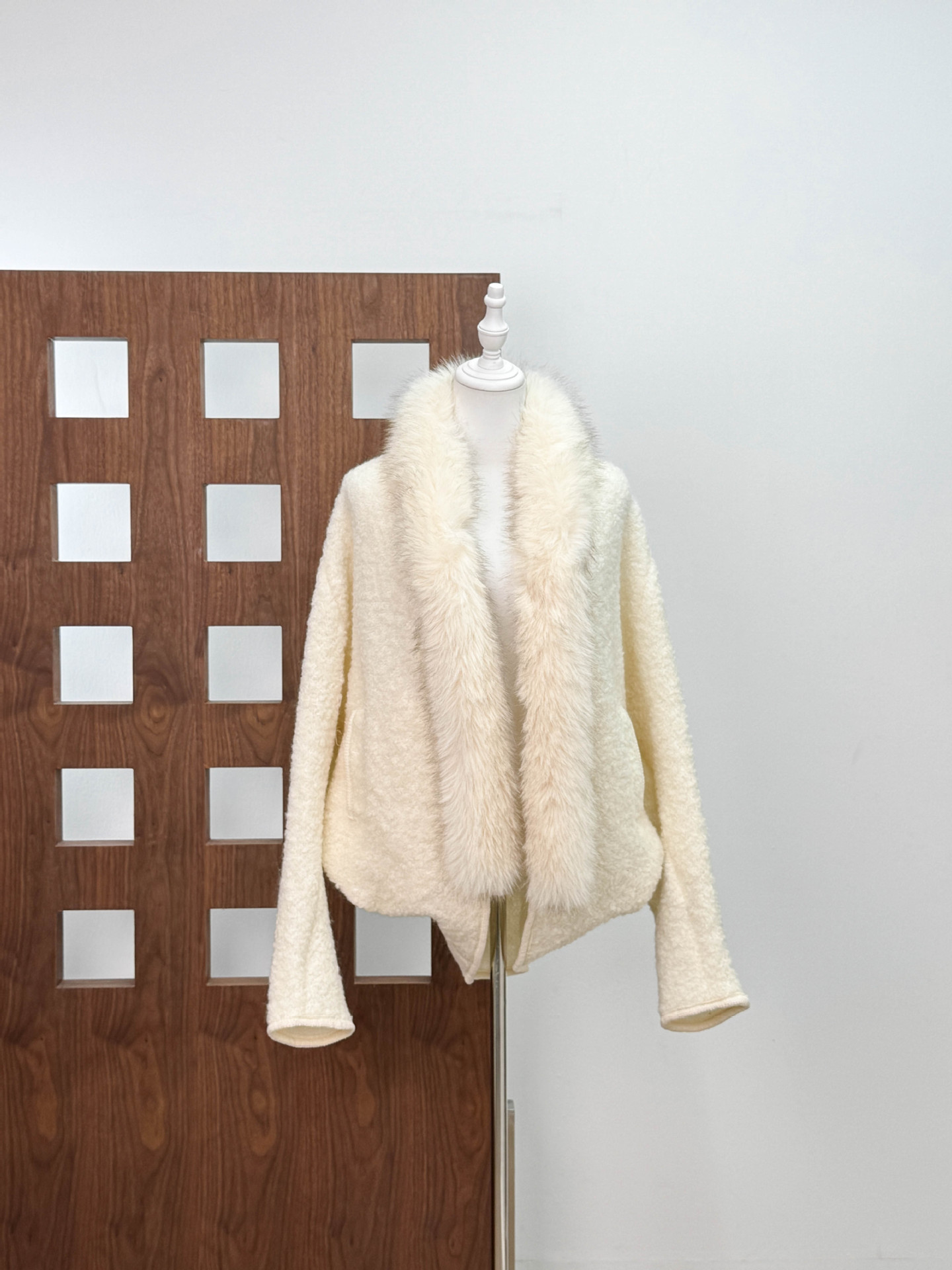 25aw cuello de lana manga murciélago abrigo de lana temperamento feminino de alto grado 2025 otoño invierno nuevo diseño cardigán image 5