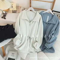 Lulu та же женская талия шнур с высоким воротником ветровка куртка осень новый свободный спортивный повседневный йога куртка