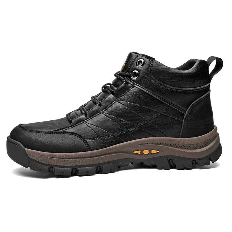 Кардильная обувь из крокодиловой кожи, мужские ботинки, зимние бархатные рабочие ботинки, уличная ветрозащитная теплая хлопковая обувь, нескользящая мужская обувь