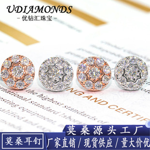 2024 Amazon New s925 Silver Set Moissanite Source Factory Outlet Round Hip Hop Jewelry Earrings