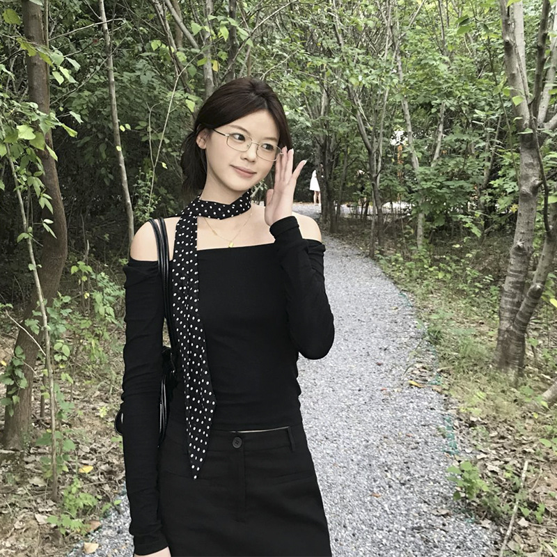 法式波点丝巾领巾气质发带系脖高级感女长条飘带发饰搭配衬衫脖饰|undefined