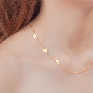 S925 Silver Cross-Border E-Commerce European and American Style Mother's Day Gift Simple Letter Heart Small Fresh Simple Necklace