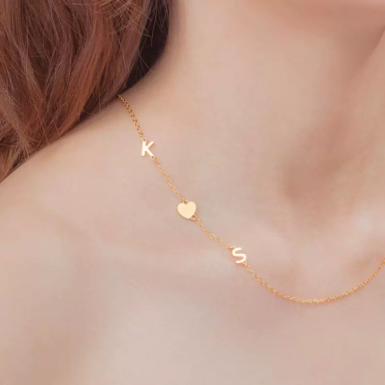 S925银跨境电商欧美风母亲节礼物致简字母爱心小清新简约项链