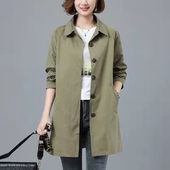 2025春秋新款风衣女中长款纯色韩版修身大龄时尚女士秋季女装