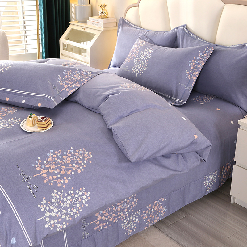 Algodón grueso molido cuatro piezas de sábanas cubiertas de ropa de cama de grado madre y bebé cuatro temporadas de tres piezas de algodón