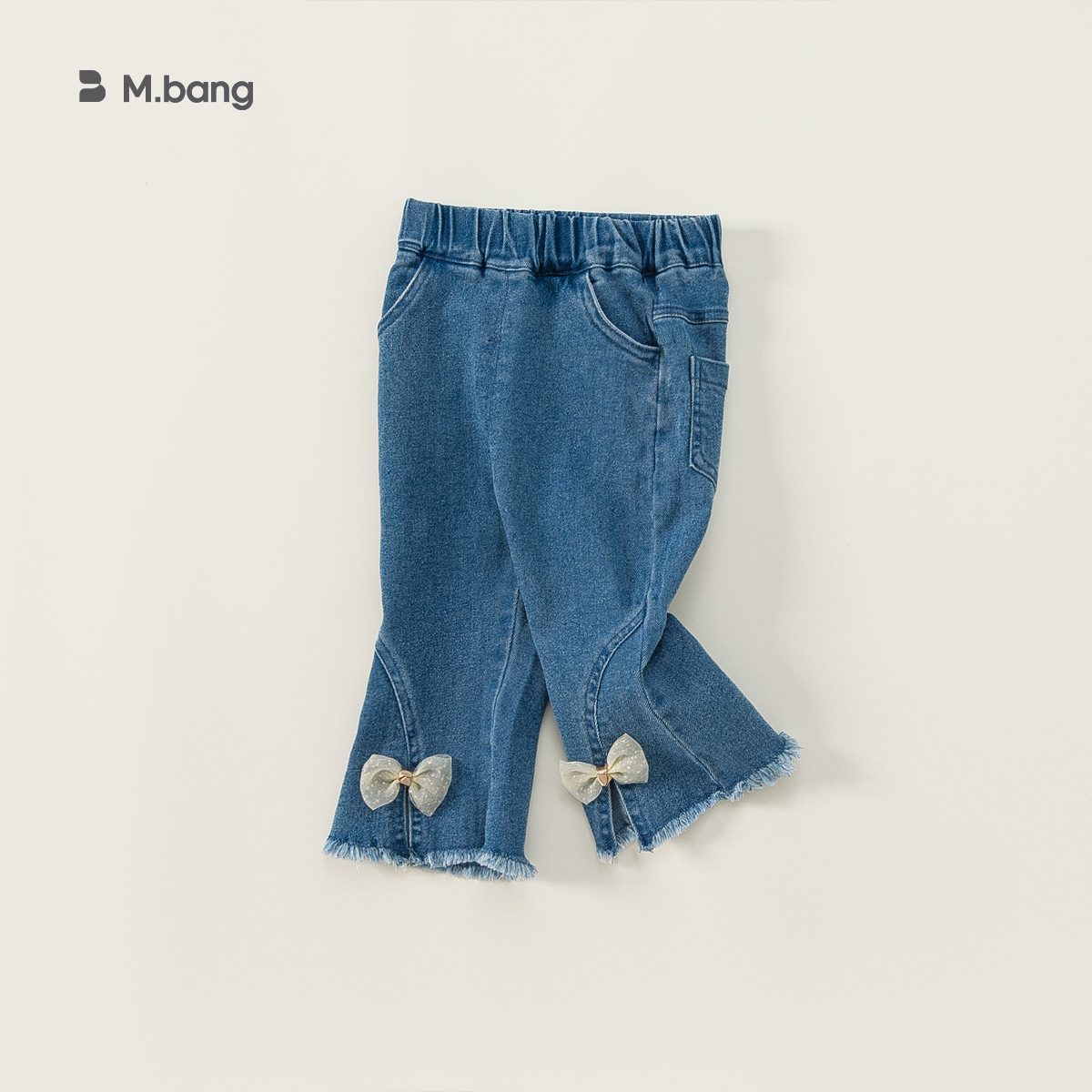 Pantalones de Mezclilla Youbao para Niñas, Primavera y Otoño, Pantalones Largos con Lazo, Ropa Infantil, Pantalones Casuales de Felpa con Campana para Niños Pequeños image 4