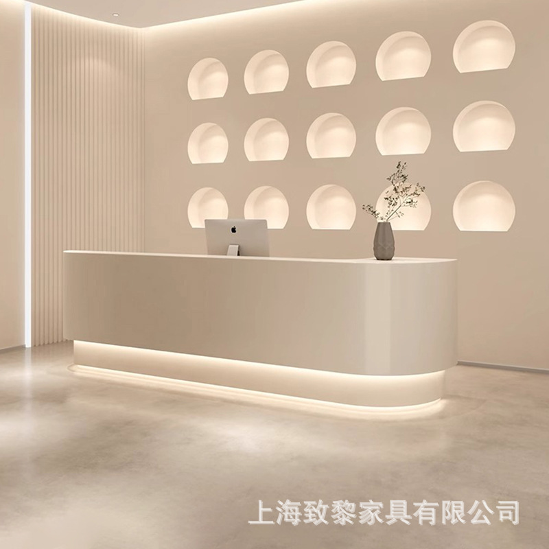 Bar de pintura curva Mesa dental moderna y minimalista Recepción de la empresa Mesa de recepción del hospital oral Salón de belleza Cajero