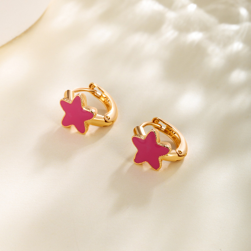 Pendientes de Aro con Estrella de Gota de Aceite de Aleación Estilo Ruso de Xuping Jewelry, Pendientes de Nicho de Alta Gama para Mujer de Verano