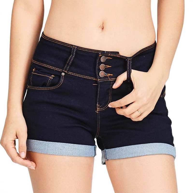 Suministro transfronterizo de shorts vaqueros elásticos multicolor que estilizan la cintura para mujer image 2