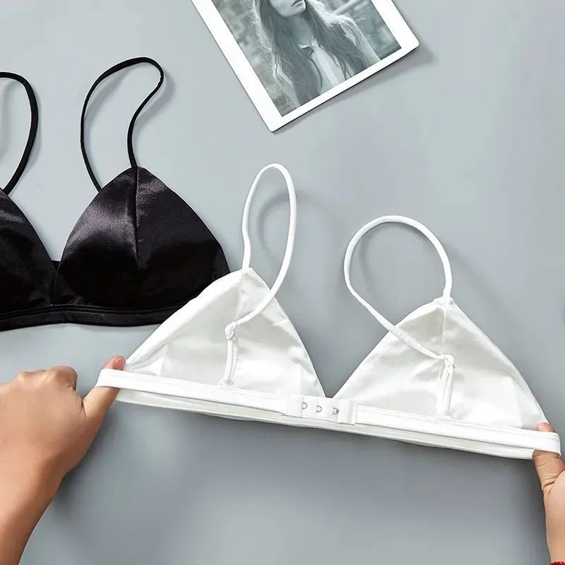 Triangular Cup Small Bra, Bottoming, Breast-Wrapped Women's Tube Top, No Steel Ring, Thin Straps, Intimates, Bra, Thin Style, Beautiful Back