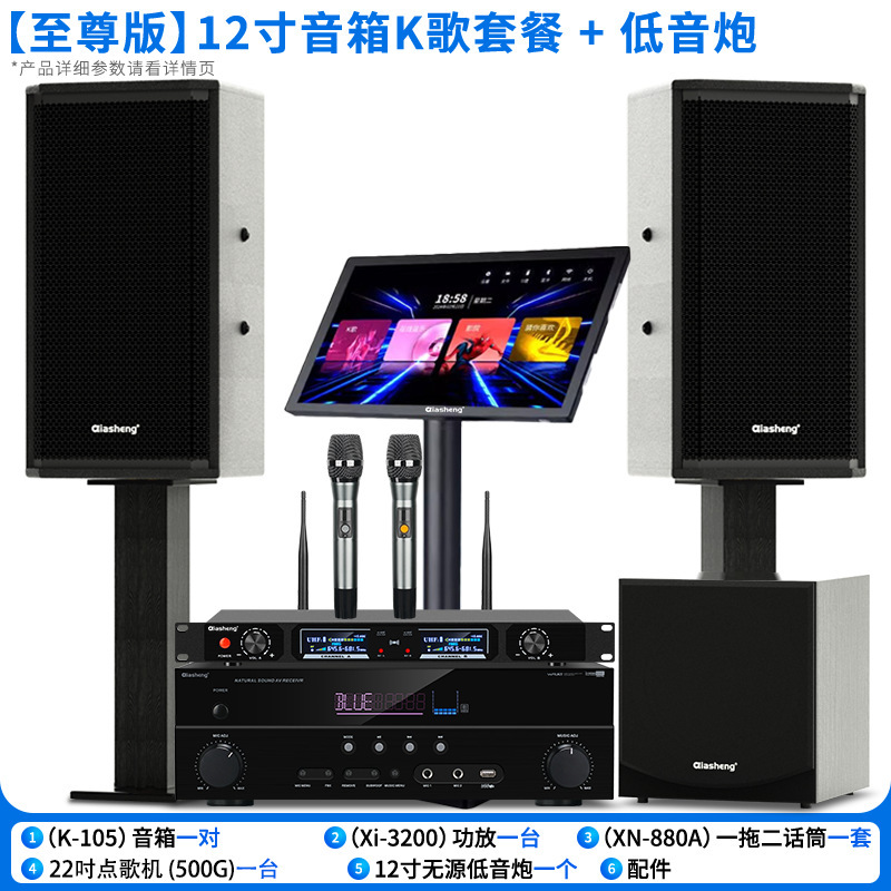 QIASHENG ファミリー KTV オーディオセットフルセットのカラオケマシンホームプロフェッショナルカラオケカラオケマシンスピーカー機器|undefined