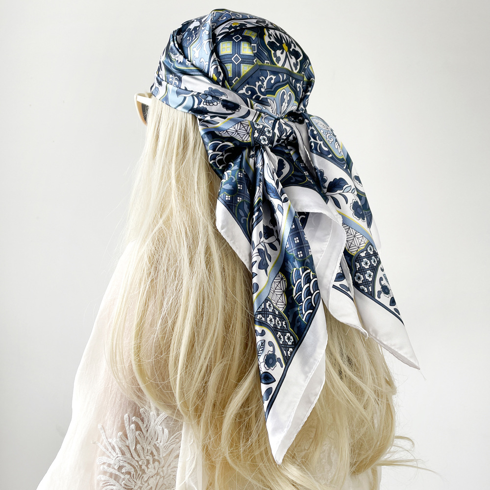 100g Weight Silk Scarf Classification Holiday, Daily Occasion Polyester Material Geometric Pattern Spring&Summer Season Women's Gender Elegant, Vintage Style Style Women's Elegant Vintage Style Geometric Polyester Silk Scarf 无