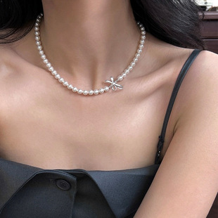 赛伊娜 Cute three dimensional necklace with bow, ring from pearl, silver 925 sample 2