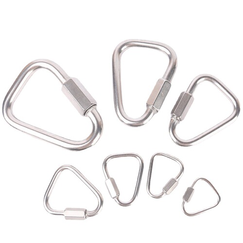 Wholesale 304 stainless steel connecting ring quick connecting ring triangle lock runway buckle carabiner Meilong lock chain lock