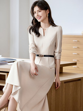 名媛风时尚职业小西装杏色西装连衣裙套装女电商网店代理一件代发