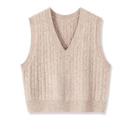 Women's Spring and Autumn Korean Style Short Sleeve V-Neck Knit Cardigan, Solid Color Crochet Overshirt for Layering, New Style Women's Tank Top